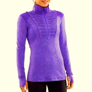 Lululemon Run Your Heart Out striped quarter zip top. Size 2.